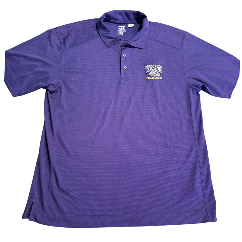 Cutter & Buck Baltimore Ravens Super Bowl XLVII Champions Polo Purple Mens L